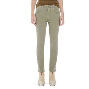Mother Jeans The Stash Mid Rise Dazzler Ankle Second Chance Oil Green 27x27